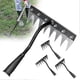 thumbnail image 4 of 5/6/7/8 Teeth Iron Gardening Hoe Weeding Rake Grasping Loosening Soil Garden Weeder Nail Rake Tool Harrow Farm Tool, 4 of 5