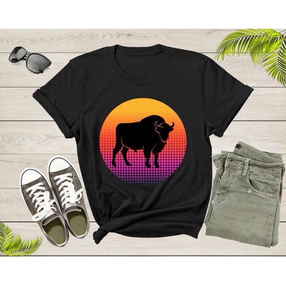Cool Bull Cattle Animal Silhouette Farm Animal at Sunset T-Shirt Bull Shirt for Men Women Kids Boys Girls Teens Graphic Animal Gift Tshirt
