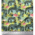 thumbnail image 1 of Soimoi Green Cotton Duck Fabric Monstera Leaves,Flamingo & Wild Animal Print Fabric by The Yard 56 Inch Wide, 1 of 1