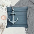 thumbnail image 2 of Creowell  Nautical Throw Pillow Cushion Cover, Anchor with Marine Rope on Wood Background Sea Ocean Life Coast Cruise Theme, Decorative Square Pillow Case, Blue Grey, 2 of 5