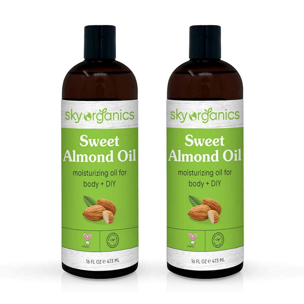 Sweet Almond Oil (16 oz x 2 Pack) by Sky Organics 100 Pure Cold