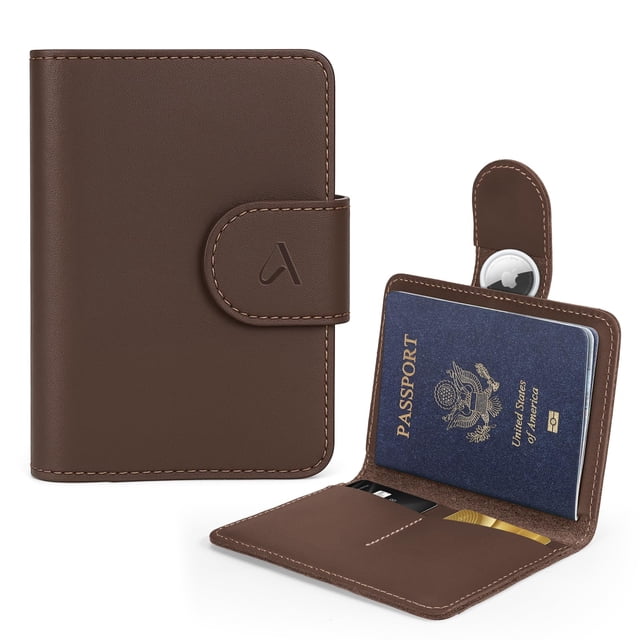 Portapasaporte de cuero genuino ALLIVE con protección RFID para viajes