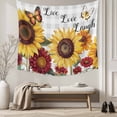 thumbnail image 5 of Sunflower Gray Check Large Tapestry for Bedroom Wall Hanging Tapestry, Farmhouse Flowers Butterfly Ceiling Backdrop Tapestries Poster Blanket Wall Decor for Teens Room Living Room Dorm 85" x 90", 5 of 8