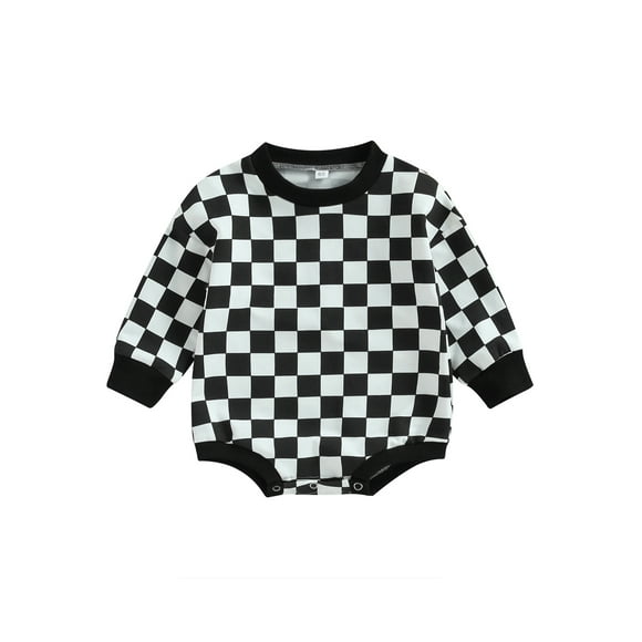 Faithtur Sweat-Shirt Bébé Rompers Damier Imprimé Bambin Combinaison à Manches Longues pour les Vêtements Mignons Nouveau-Nés