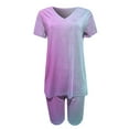 thumbnail image 4 of Short Sets for Women Gradient Color Short Sleeve V Neck T Shirt and Shorts 2 Piece Matching Set Womens Lounge Set, 4 of 7