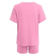 thumbnail image 3 of WAYUTE Womens 2 Piece Outfits Solid Color Short Sleeved T Shirt and Shorts Casual Drawstring Tie Up Breathable Workout Sport Set, 3 of 4