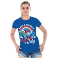 thumbnail image 3 of Retro Smurfs Cartoon 4th of July Womens Slim Fit Graphic Tee Brisco Brands X, 3 of 5