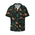 thumbnail image 2 of Lafuoo Deers In The Forest Pattern Men's Cuban Collar Short Sleeve Shirt, Button-Down Resort Beach Pocket Shirt-Large, 2 of 7