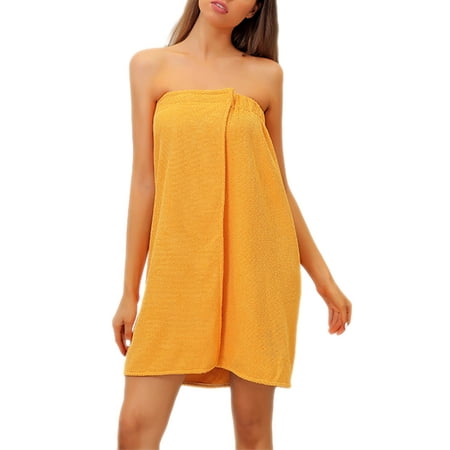 Tregren Women Wearable Bath Towels Solid Color Absorbent Wrap Around Towel Adjustable Body Wrap Dress for Shower Spa Beach