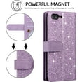 thumbnail image 6 of Wallet Case for iPhone SE(5G) 2022 iPhone 7 iPhone 8 iPhone SE 2020, Retro Matte 9 Card Holder Slots Zipper Pocket PU Leather Magnetic Closure Kickstand with Wrist Strap Flip Case - Purple, 6 of 15