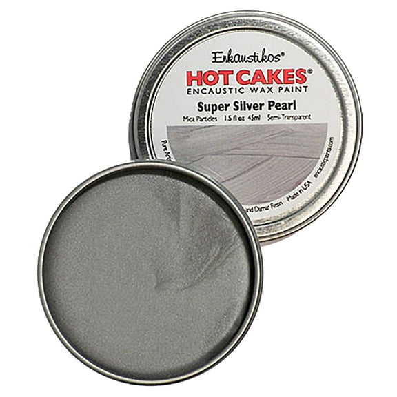 Enkaustikos Hot Cake Encaustic Wax Paint, 1.5 oz. Tin, Super Silver Pearl