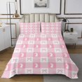 thumbnail image 1 of Cute Rabbit King Coverlet Set Spring Easter Animal Princess Bowknot Quilted 3 Pcs with 2 Pillow Shams Pink Geometric Plaids Kawaii Bow Patchwork Bedding Quilt for Decor,Microfiber Breathable, 1 of 5