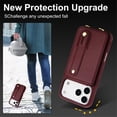 thumbnail image 3 of For IPhone 17 Pro Max Case  Premium PU Leather Wristband Holder With Multiple-Card Slots, Flip Wallet Phone Case With Detachable Crossbody,wine red,For iPhone 17 Pro Max, 3 of 8