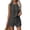 128#Black, variant on Women's Summer Linen 2 Piece Outfits Geo Striped Crewneck Tank and Shorts Going Out Set Beige S