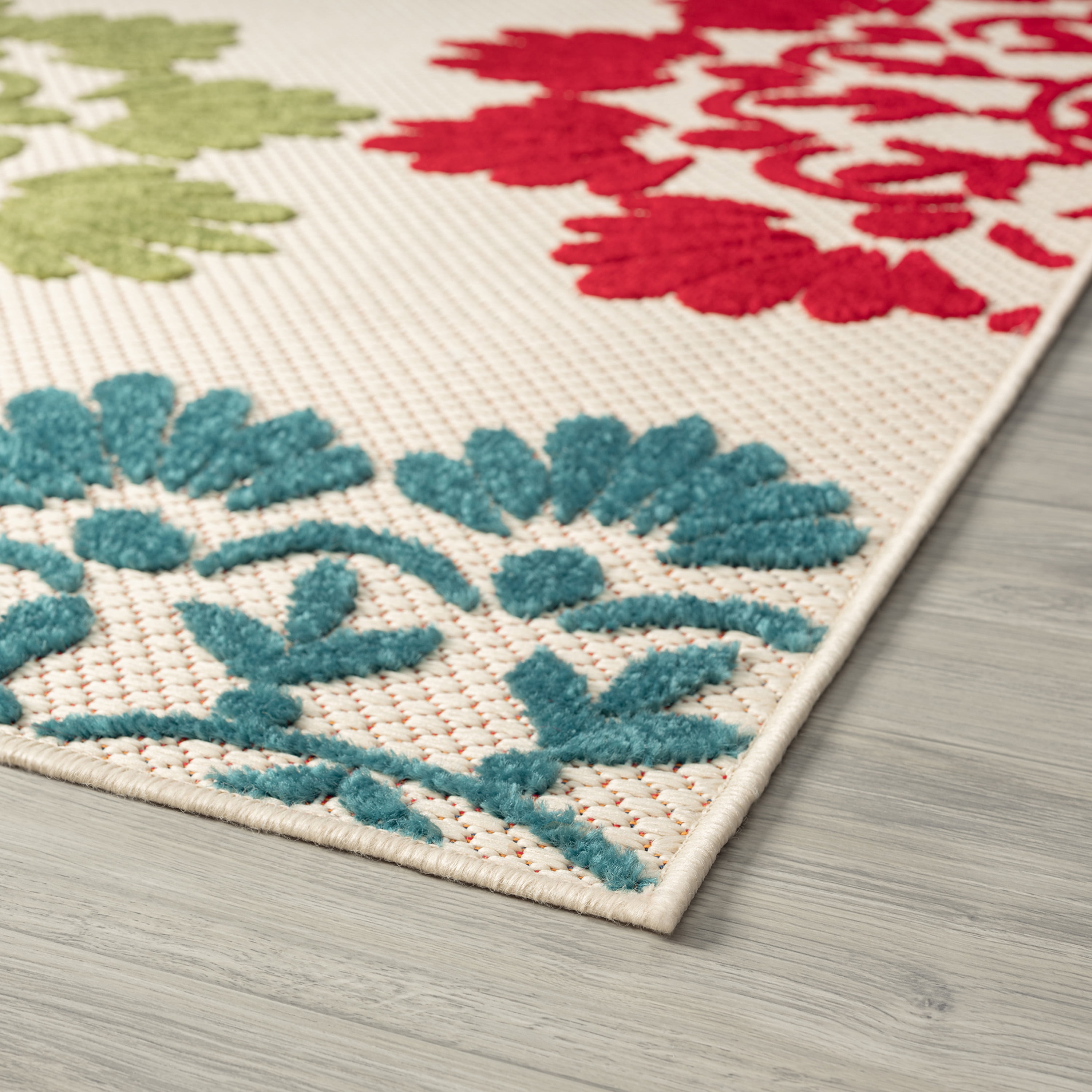 Oasis Modern Floral Multicolor Polypropylene Indoor Outdoor Area Rug, 8'x10' Rectangle