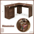 thumbnail image 4 of Demi Bonn L-Shaped Computer Desk with Letter File Drawer, Small Home Office Desk Study Writing Table, Brown, 4 of 9