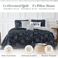 thumbnail image 2 of Southshore Fine LinensOversized 5-Piece Twin / Twin XL Quilt Bedding Set with two matching shams and three decorative throw pillows, oversized bedspread Botanical Leaves Blue, 2 of 8