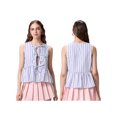 thumbnail image 3 of Rdhnmea Women's Summer Striped Tops Sleeveless O Neck Bow Tie Front Vest, 3 of 9