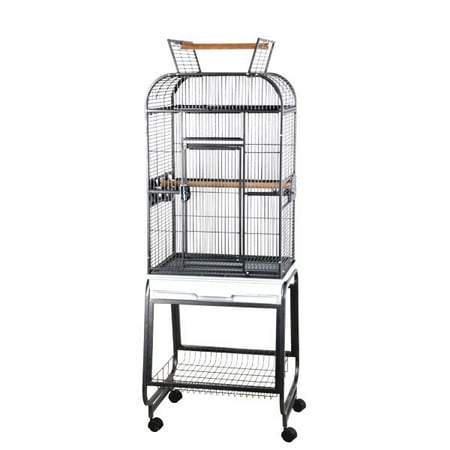 A and E Cage Co. Opening Playtop Bird Cage with Plastic Base-Platinum