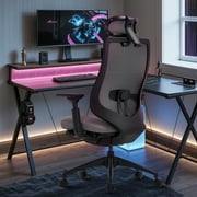 COLAMY ATLAS-01 Ergonomic Office Chair, High Back Office Executive Desk Chair, Mesh Office Chair Lumbar Support with Adjustable Headrest and 4D Arms, Slide Seat, Tilt Lock-Darkgrey