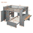thumbnail image 3 of Harper & Bright Designs Full Over Twin Bunk Bed with Desk, Solid Wood Bunk Bed with Storage Shelves and Wardrobe, Twin Size Loft Bed with a Stand-Alone Bed, Gray, 3 of 13