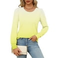 thumbnail image 6 of Cavosen Womens Blouses Long Sleeve Pullover Tunic Tops Crewneck Casual Gradient Shirts Dressy Flowy Loose Fit Blouse Ruched Pleated Tees Fashion Lightweight Autumn Yellow 2XL, 6 of 8