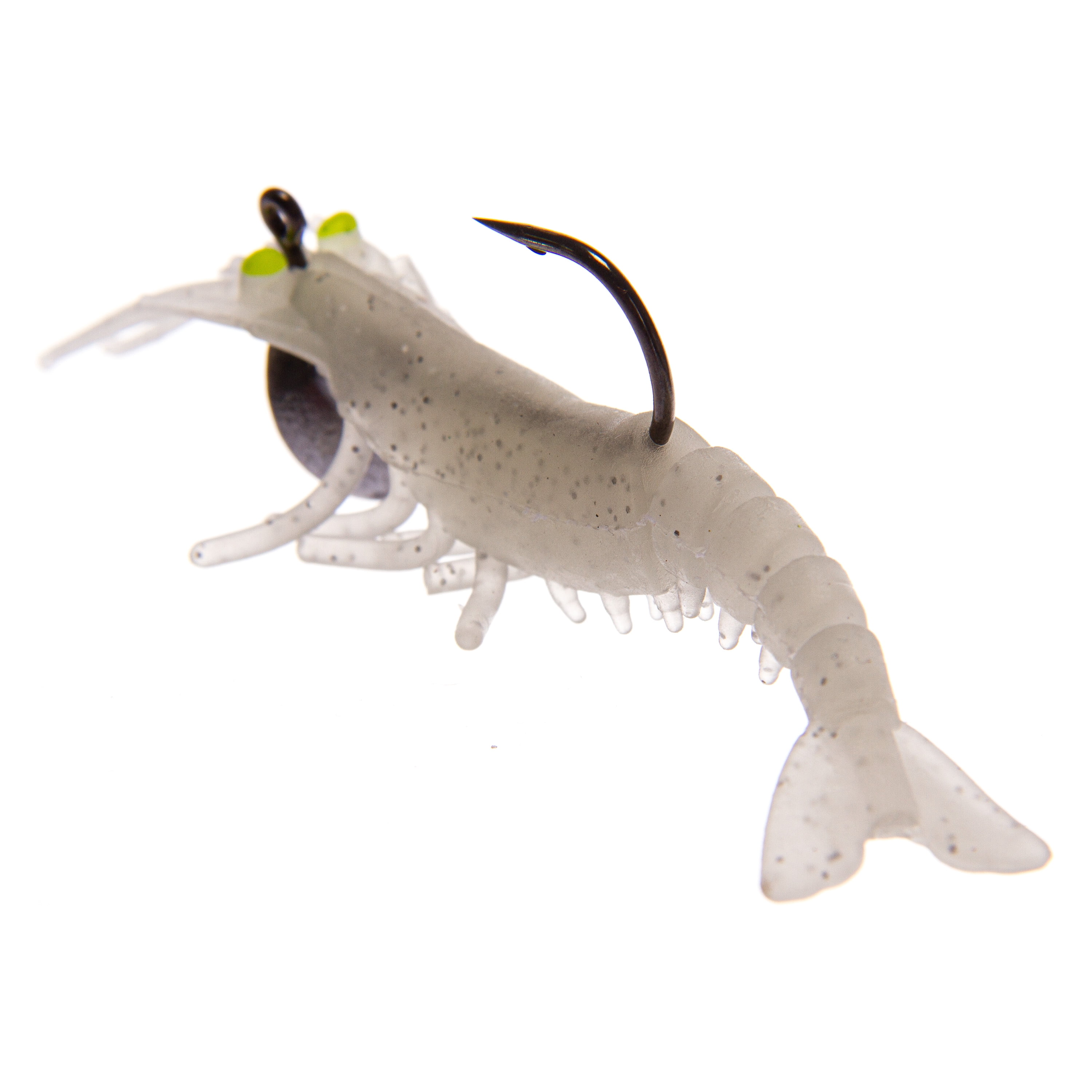 Ozark Trail Soft Plastic Saltwater Shrimp Fishing Lures, Silver Speckled, 2-Pack