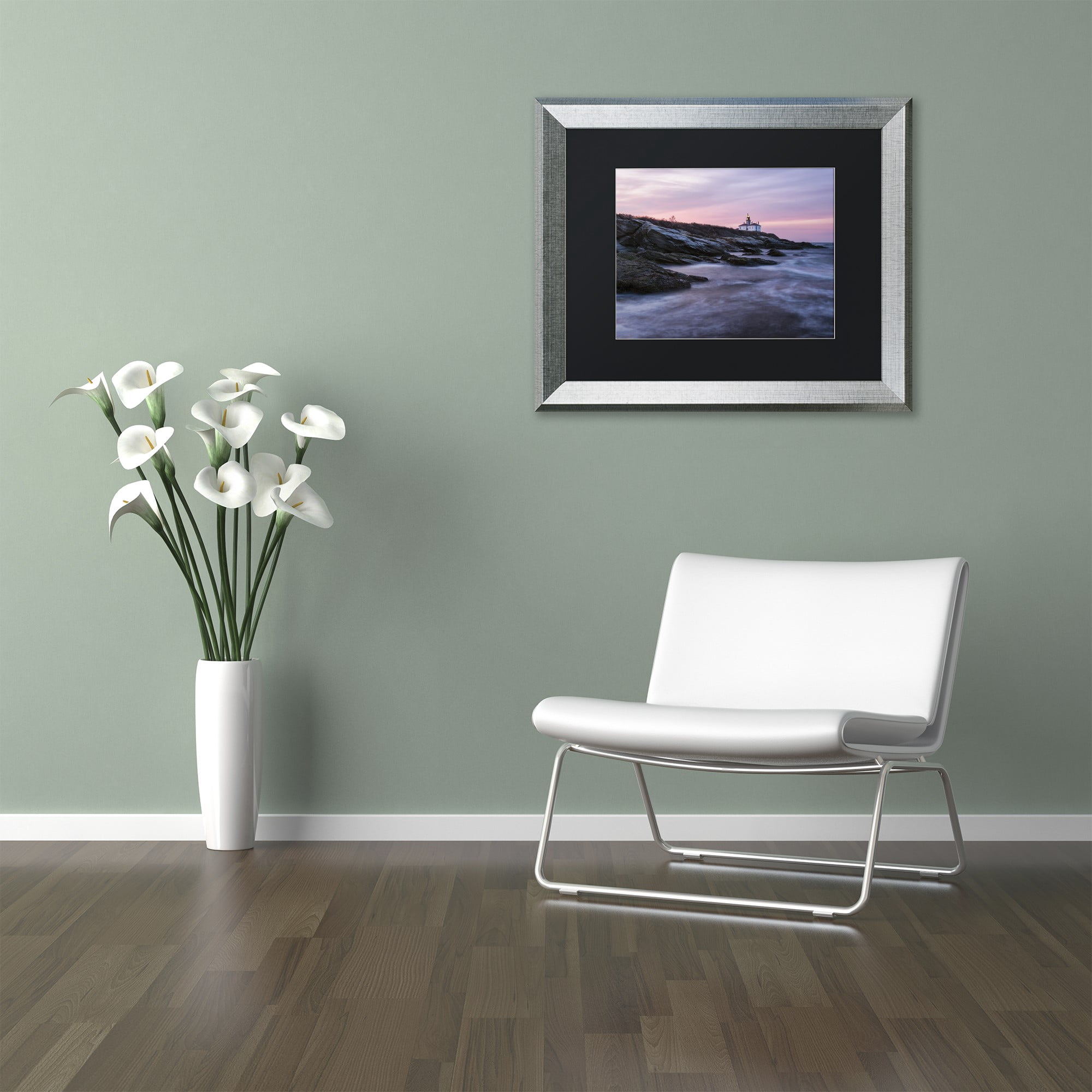 Trademark Fine Art "Dawn at Beavertail" Canvas Art by Michael Blanchette Photography Black Matte, Silver Frame