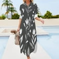thumbnail image 3 of Elegant Monochrome Floral Pattern Shirt Dress Long Sleeve Street Fashion V Neck Oversized Casual Dress Women Evening Dress, 3 of 7