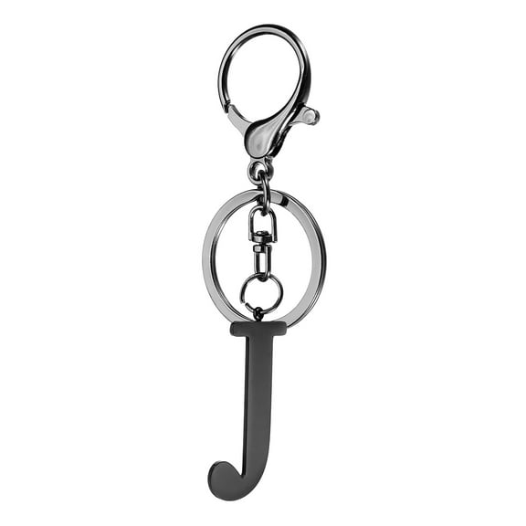 Uxcell Initial Letter Keychain, 1PCS Key Chain Stainless Steel, Black ( Letter J)