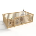 thumbnail image 6 of Bellemave Twin Montessori Bed Frame, Wood Twin Size Floor Bed with High Fence Rails, Twin Beds Frame for Bedroom Playroom (Natural), 6 of 7
