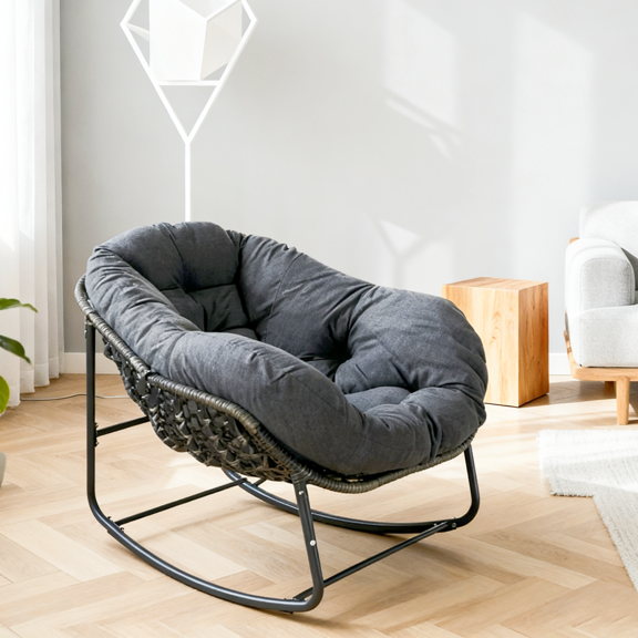 GLORY PATIO Outdoor Rocking Chair Adults Oversized Recliner Egg Chair for Front Porch, Set of 1