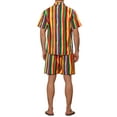 thumbnail image 3 of Lars Amadeus Hawaiian Rainbow 2 Pieces for Men's Father's Day Gift Vacation Beach Shirt and Shorts Sets, 3 of 4