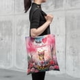 thumbnail image 4 of Hello Valentine’s Day Abyssinian Flower Crown Romantic Pink Floral All Over Print 3D Canvas Tote Bag Cat Lover Kitten Owner Gifts Reusable Handbag - 00031, 4 of 5