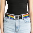 thumbnail image 5 of Buckle-Down Belt, Seatbelt Buckle Belt, Flag American Pride Rainbow Black, 30 to 44 Inches, 5 of 9