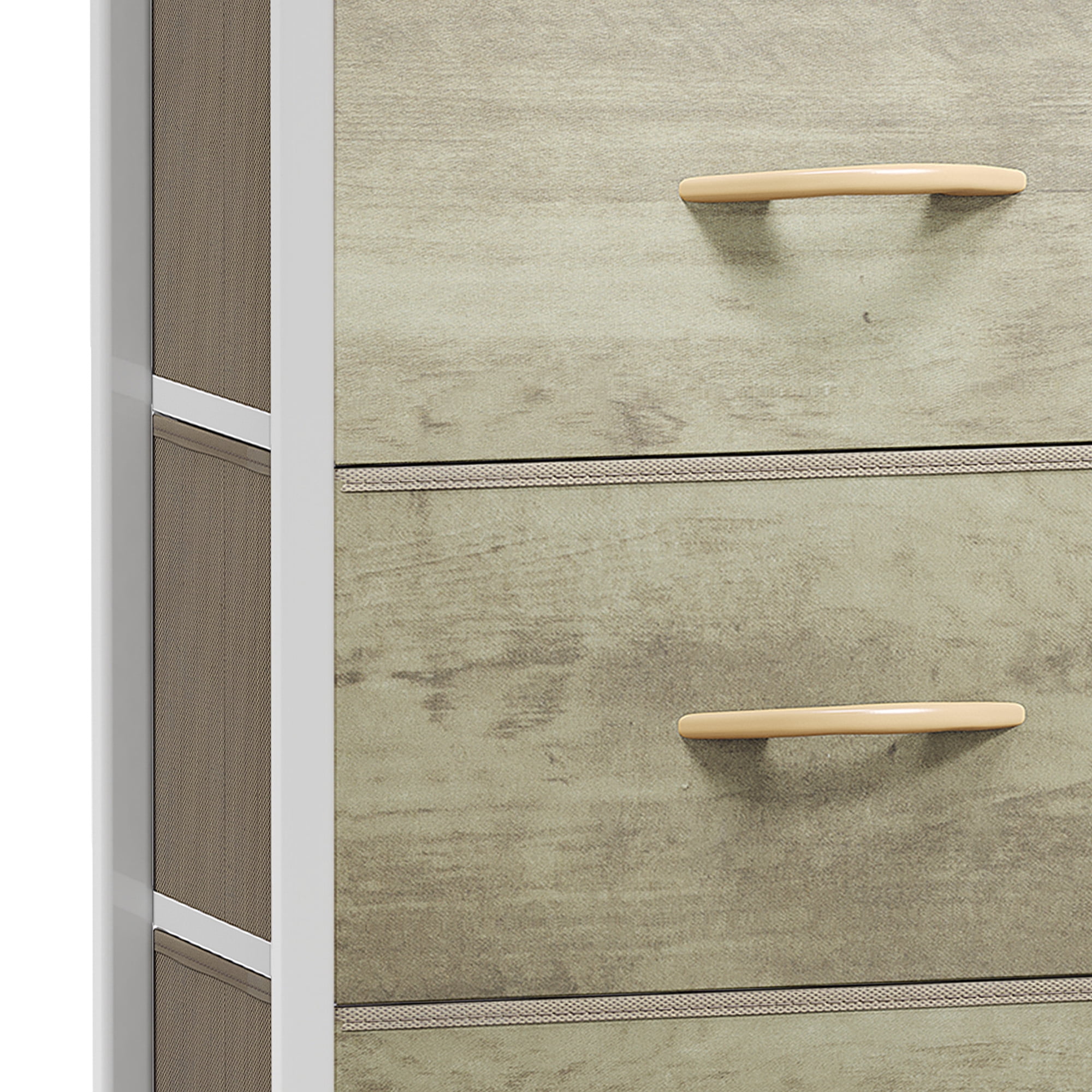 Uforic 4 Drawer Dresser Fabric Chest of Drawers Furniture Storage Organizer for Living Room,,Hallway,Oak Greige