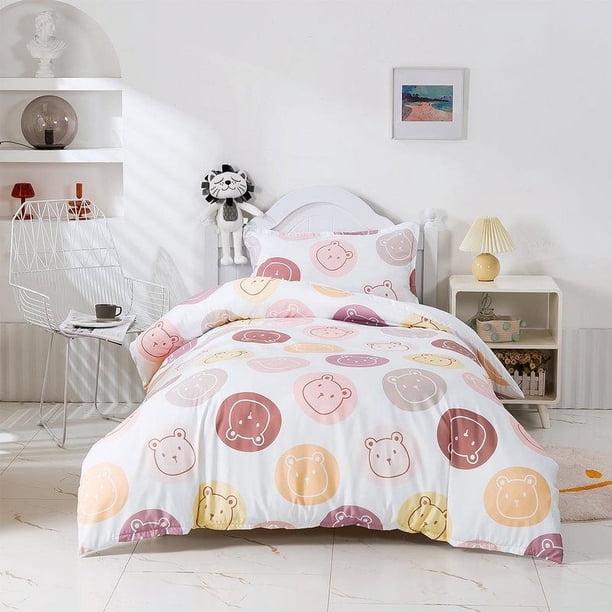 3D Acuarela Círculo Animal Oso Funda de edredón Juego de Ropa de Cama Funda Nórdica