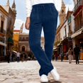 thumbnail image 4 of Lmnyox Men's Velvet Pants Wide Leg Loose Plain Drawstring Trousers Casual Business Work Pants with Pockets, 4 of 9