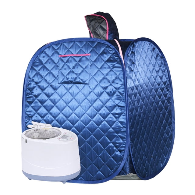 Caja de sauna casera con enchufe estadounidense para una experiencia de cuerpo completo Azul