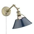 thumbnail image 4 of Yep by Golden Lighting Orwell 1-light Swing Arm Wall Lamp in Aged Brass and Navy Blue shade, 4 of 5