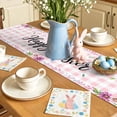 thumbnail image 5 of Happy Easter Table Runner 72 Inches Long for Kitchen Dining, Cute Rabbits Daisy Flowers Leaves Eggs Pink Plaid Dresser Scarf Farmhouse, Dining Table Decorations for Wedding/Parties, 13 x 72 In, 5 of 8