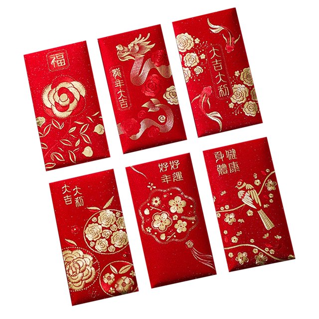 jifeng 6Pcs Chinese New Year Red Envelopes Festival Money Envelope Red Packet F
