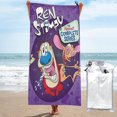 thumbnail image 1 of Toalla de baño de secado rápido con dibujos animados de The Ren y Stimpy Show, toalla de playa de microfibra para uso diario, 27,5 x 55 pulgadas, 1 of 8