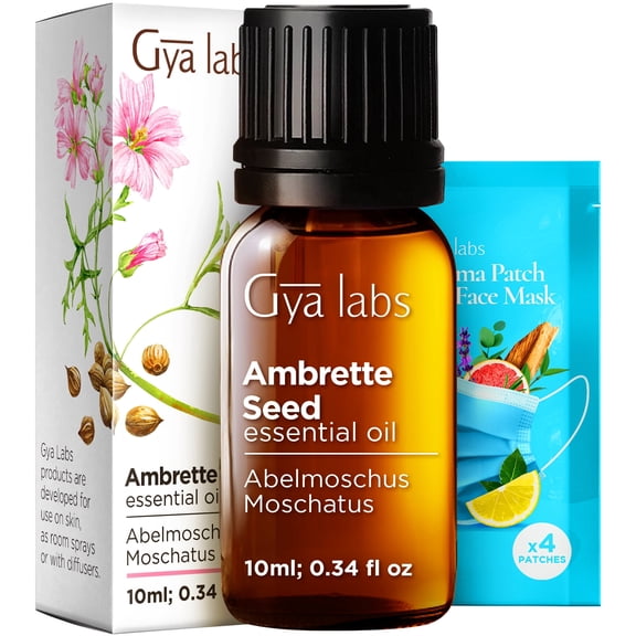 Gya Labs Ambrette Seed Essential Oil - 0.34 fl oz - for Hair, Skin, Diffuser, Aromatherapy & DIY Candle Making Scent