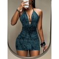 thumbnail image 5 of Multicolor Ruched Backless Halter Mini Dress, Y2K Grunge Street Style Clubwear, 5 of 8