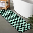 thumbnail image 2 of Black and Mint Green Checkerboard Pattern Bathroom Rugs Mat,Non Slip Microfiber Bathroom Rug,Rubber Backing,Soft Bathroom Mats for Bathroom Floor,Tub and Shower,47x17in(120x43cm), 2 of 5