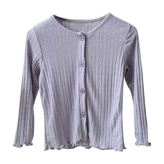 aidice Baby Girls Clothes Cardigan Cotton Comfy Button down Shirts Crewneck Long Sleeve Solid Color Casual Jacket