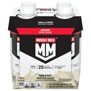 Muscle Milk Genuine Zero Sugar 25g Protein Shakes 4 pk Bottles - Vanilla Creme - 11 oz (Packaging May Vary)