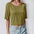 thumbnail image 1 of T-Shirt Court Basique Décontracté pour Femmes Col Rond Manches Courtes Ajusté pour Usage Quotidien avec Jeans Pantalons Jupes, 1 of 3