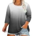 thumbnail image 2 of Ahuyic Womens Plus Size Top, Casual 3/4 Sleeve Blouse For Autumns And Winter, Womens Plus Size Printed Round Neck Three Quarter Sleeve Loose T-shirt Top, 2 of 5